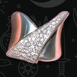 IPPOLITA Sterling Silver Diamond Pavé Crossover Ring Size 6 Designer Ring